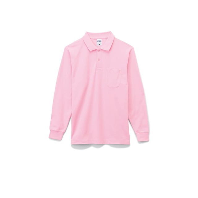 ポケット付CVC鹿の子ドライ長袖ポロシャツの画像