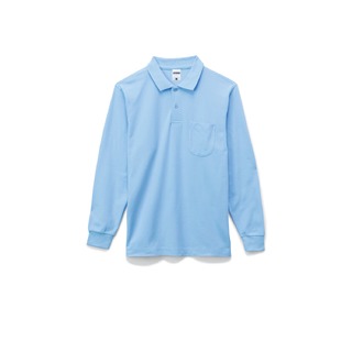 ポケット付CVC鹿の子ドライ長袖ポロシャツの画像01