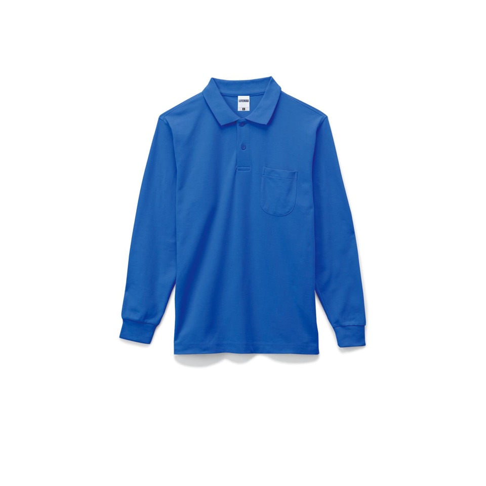 ポケット付CVC鹿の子ドライ長袖ポロシャツの画像02