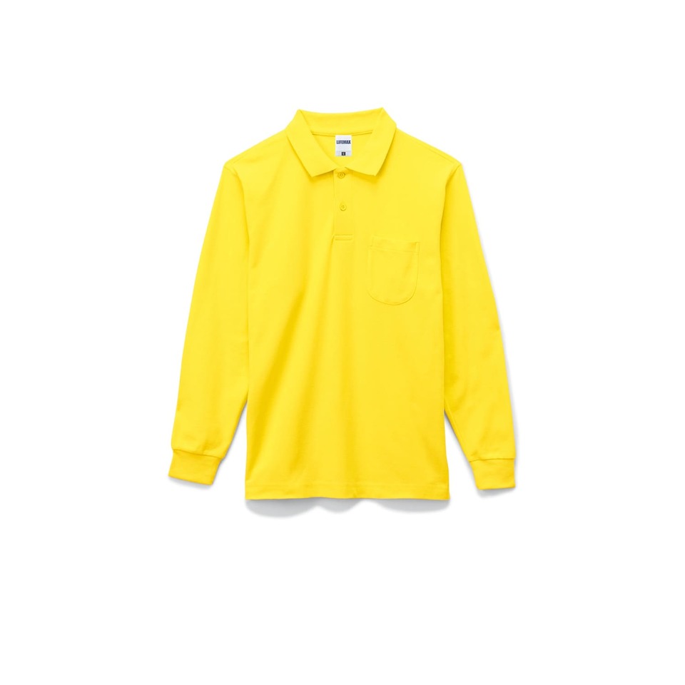 ポケット付CVC鹿の子ドライ長袖ポロシャツの画像05