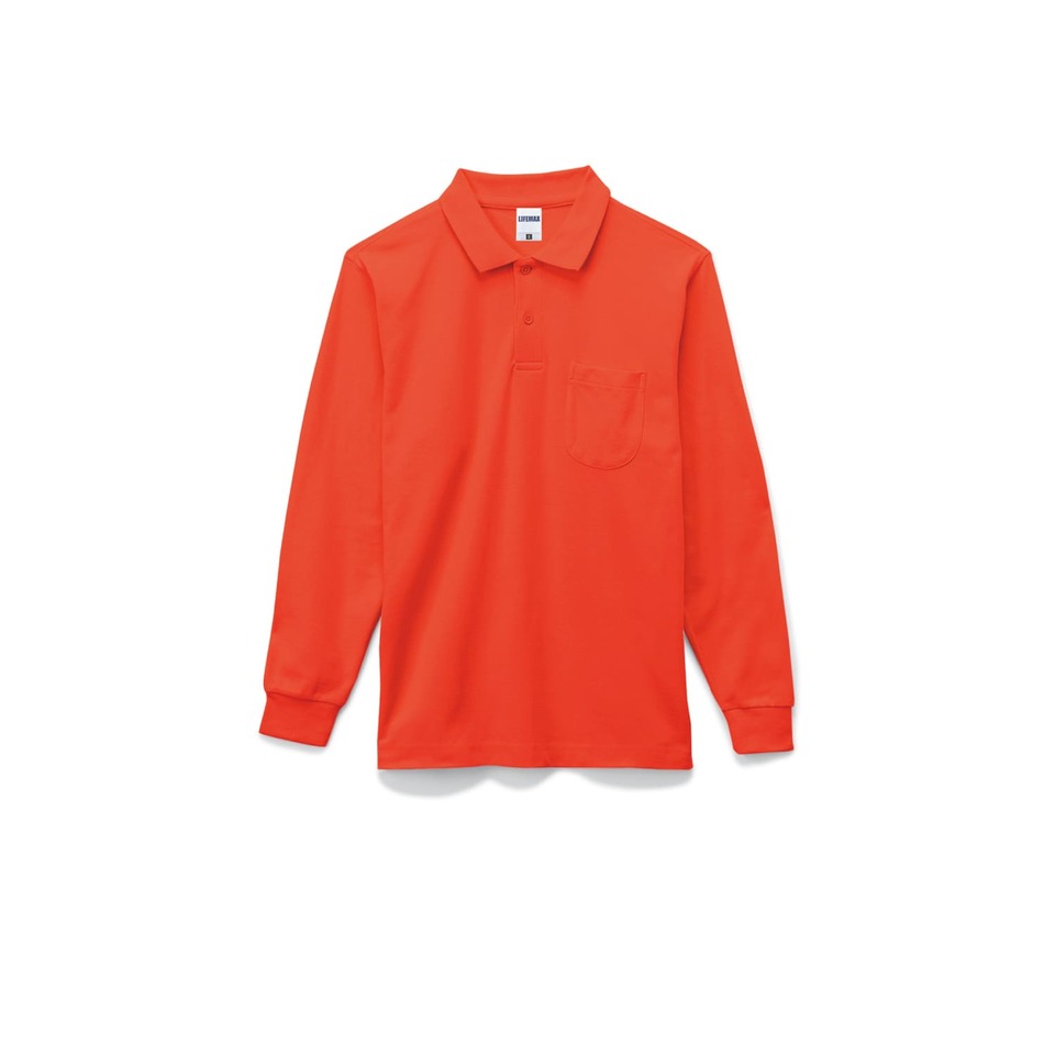 ポケット付CVC鹿の子ドライ長袖ポロシャツの画像06